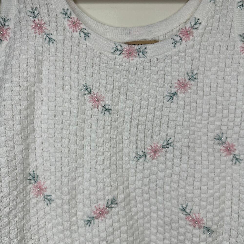 Sm VTG L’eru Vive Sweater Set Floral Beaded Cardigan & Tank Coquette Grannycore - Picture 3 of 8